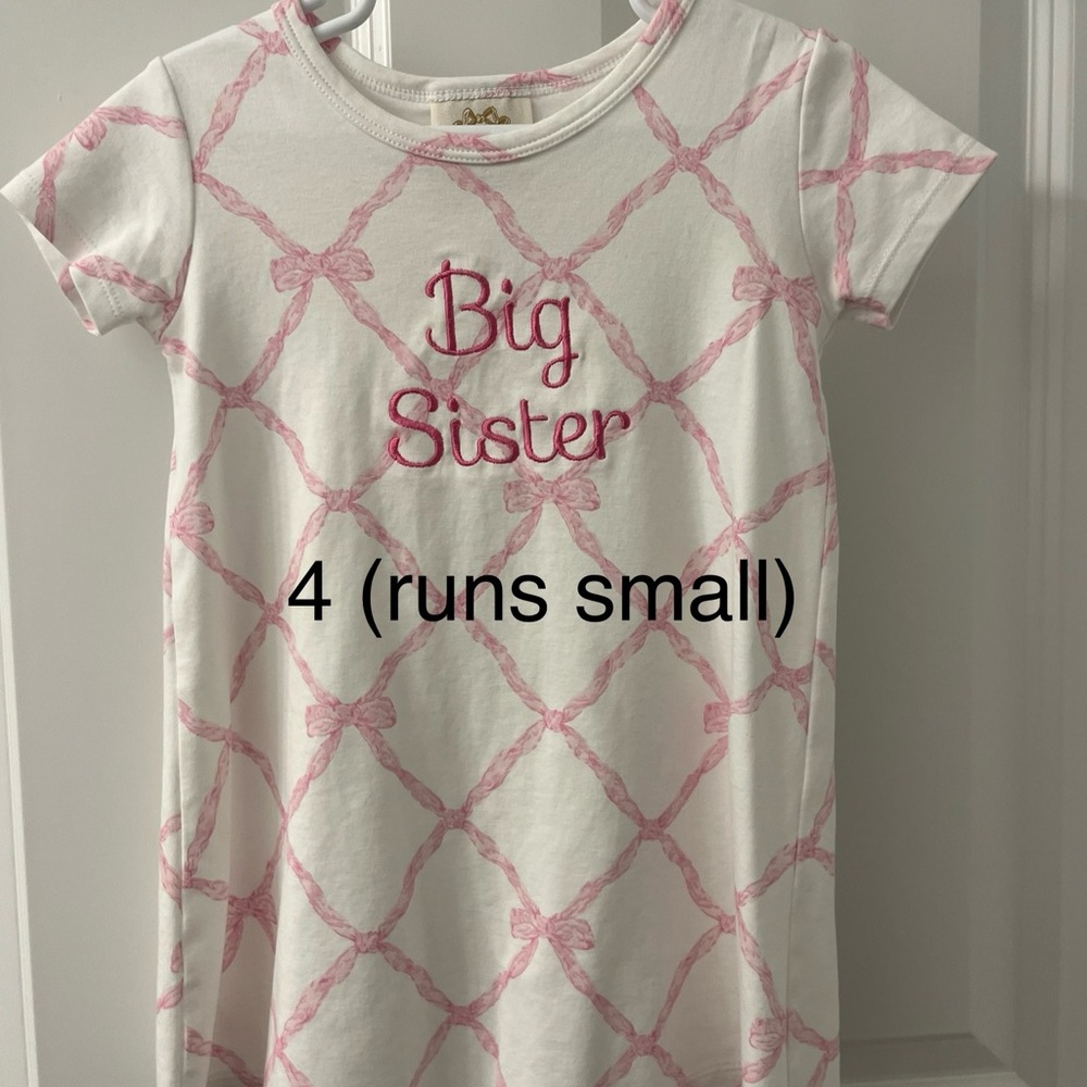 The Beaufort Bonnet Company Belle Meade Bow Pink and White 'Big Sister' Dress